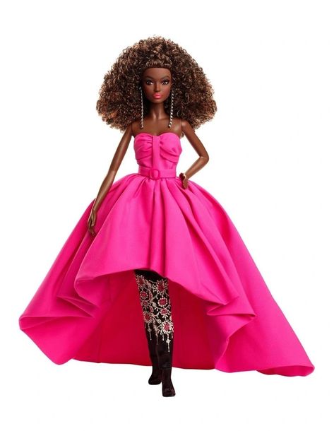 Barbie Signature, Brown Curly Hair, Afro Style, Barbie Hair, Pink Collection, Taffeta Dress, Barbie Collector, Barbie Collection, Mattel Barbie