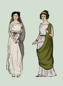 Archaic Greece by Tadarida Ancient Greece Women Clothing, Ancient Greek Chiton, Greece Culture Clothes, Greek Clothes Women, Peplos Greek, Chiton Greek, Greek Peplos, Tadarida Deviantart, Doric Chiton