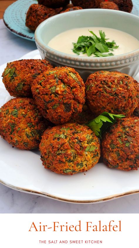 Air Fry Falafel, Falafel Air Fryer Recipe, Air Fried Falafel, Air Fryer Falafel Recipe, Warrior Babe, Air Fryer Falafel, Falafel Recipes, Falafel Recipe Easy, Eat To Live Diet