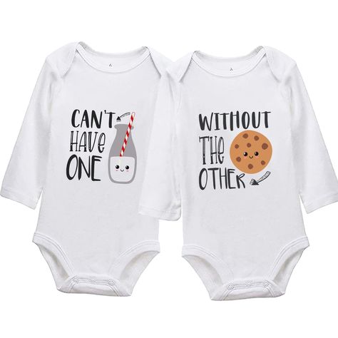 PRICES MAY VARY. 【Fabric】Cotton blend funny baby Onesie, soft, skin-friendly and breathable, excellent quality, breathable and flexible, onesie romper makes your baby feel free and comfortable. 【Design】Baby bodysuit in cute funny letters printed "cookies" graphic, aunties bestie baby clothes unisex. Expandable neckline design, easy for putting on and taking off; bottom snap closure unisex newborn clothes, easy to change diapers. 【Funny Twin Cookies Baby Outfit Onesie】The baby announcement onesie Twin Cookies, Cute Onesie With Funny Text For Gender Reveal, Twin Onesies Announcement, Cheap Funny Onesie With Custom Print, Aunties Bestie Onesie, Aunties Bestie, Twin Clothes, Twin Onsies Funny, Boy Girl Twin Outfits