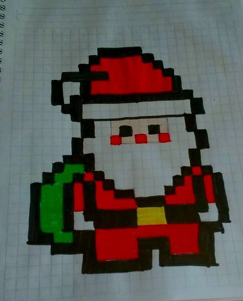 Pixel Art Noel, Merry Christmas Drawing, Pencil Art Love, Modele Pixel Art, Graph Paper Drawings, Easy Pixel Art, Pixel Drawing, Graph Paper Art, Pixel Art Grid