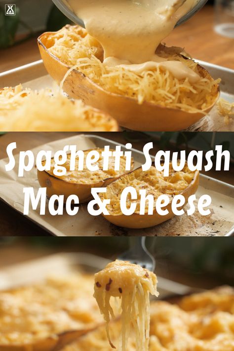 Spaghetti Squash Mac And Cheese, Spaghetti Squash Recipes Chicken, Healthy Squash Recipes, Parmesan Spaghetti Squash, Spaghetti Squash Recipes Easy, Koa Camping, Keto Mac And Cheese, Squash Mac And Cheese, Stuffed Squash