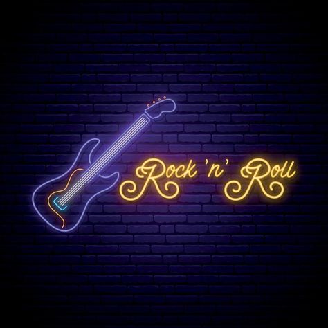 Guitar Icon, Music Sign, Rock And Roll Music, Automotive Logo Design, Music Signs, Brick Wall Background, Automotive Logo, Rock Guitar, Rock N Roll Music