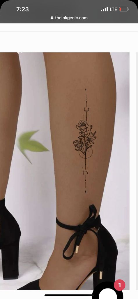 Legs Tatoos Woman Simple, Feminine Calf Tattoos For Women, Tattoo Ideas Female Leg, Tattoo Pierna Mujer, Connie Sasha, Calf Tattoos For Women, Lower Leg Tattoos, Leg Tattoos Women, Calf Tattoo