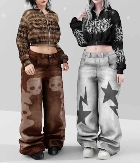 elaina's cc finds Sims Baggy Jeans, Sims 4 Cc Jeans Women, Sims 4 Cc Gorpcore, Sims 4 Cc Oversized Clothes, Sims 4 Female Jeans Cc, Sims 4 Street Wear Cc, Sims 4 Cc Masc Female Clothes, Streetwear Cc Sims 4, Sims 4 Cc Tops Y2k