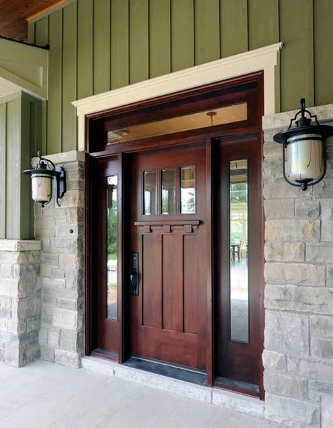 ALPINE KNOTTY ALDER SHAKER CRAFTSMAN ENRTY DOOR UNIT 36x80" 3068 | eBay Craftsman Front Door, Craftsman Entry, Brown Front Doors, Craftsman Front Doors, Craftsman Style Doors, Rustic Front Door, Garage Door Types, Front Door Paint Colors, Farmhouse Front Door