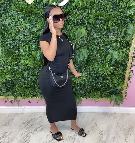 T Shirt Dress Outfit Black Women, Black Cami Dress Outfit, T Shirt Dress Black Women, Skims Outfit Black Women Dress, Black Sundress Outfit Baddie, Cardigan Outfit Black, Birthday Setting, Cami Dress Outfit, Black Cami Dress