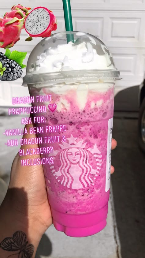 If you’re gonna repost TAG ME #Starbucks #starbucksdrinks #frappuccino #coffeedrinks Dragon Fruit Frappuccino, Vanilla Bean Frappe, Resep Starbuck, Copo Starbucks, Starbucks Secret Menu Recipes, Starbucks Hacks, Starbucks Drinks To Try, Secret Starbucks Recipes, Starbucks Drinks Diy