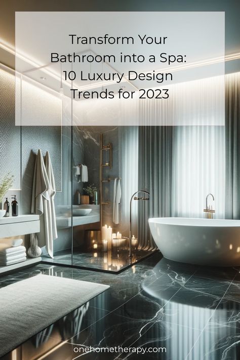 🛁 Transform Your Bathroom into a Spa: Discover the top 10 luxury design trends for 2023! From serene color palettes to innovative fixtures, elevate your space to a whole new level of relaxation. 🌿✨ Click to learn more and get inspired! #BathroomDesign #SpaDayEveryday #LuxuryLiving #HomeDecorTrends #2023DesignTrends #BathroomGoals Spa Master Bath Ideas, Spa Like Master Bath, Spa Bathrooms, Spa Bathroom Design, Bathroom Into A Spa, Luxury Spa Bathroom, Luxury Bathroom Design, Spa At Home, Expensive Decor