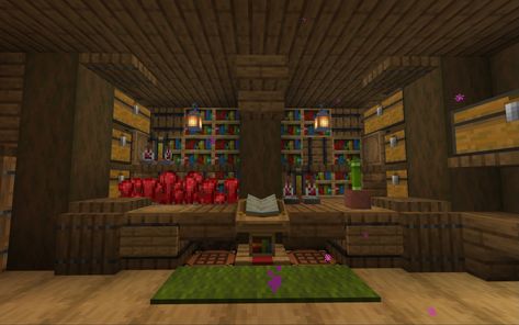 Cave Storage Room Minecraft, Minecraft Potion Room Design, Mincraft Idea Potion Room, Potions Room Minecraft, Potion Room, Potion Room Minecraft Ideas, Potion Room Minecraft, Minecraft Potion Room Ideas, Minecraft Alchemy Room