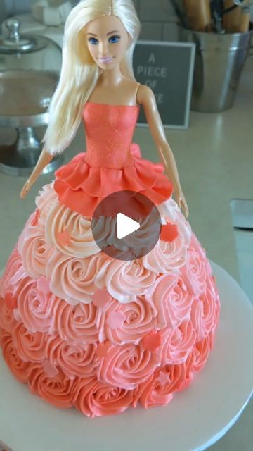 Cake-studio on Instagram: "Barbie Doll Cake #viralreels #cake #doll" Barbie Cake Rainbow Dress, Doll Cake Decoration, Barbie Dress Cake Ideas, Pink And Purple Barbie Cake, How To Make A Barbie Dress Cake, Doll Cake Videos, How To Make Barbie Cake, Doll Cake Design Birthday Parties, Doll Cakes Ideas Princess