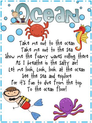 Welcome to Room 36!: Ocean Song - great for Poetry Journals! Ocean Poem, Ocean Theme Preschool, Oceans Song, Ocean Theme Classroom, Classroom Songs, Ocean Unit, Ocean Activities, Summer Preschool, Preschool Music