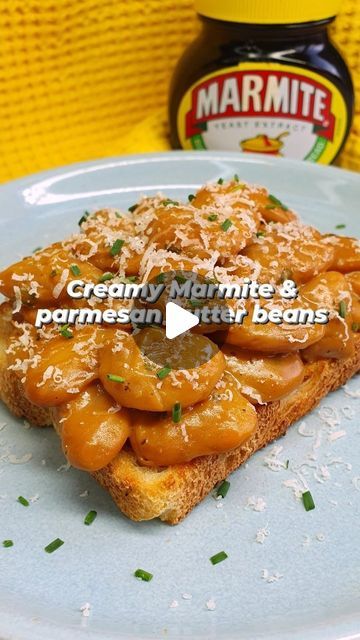 Emily Scott on Instagram: "CREAMY MARMITE & PARMESAN BUTTER BEANS ON TOAST 🖤🧀🍞. Beans on toast with a twist!

Try these easy, creamy Marmite & parmesan butter beans for a delicious breakfast, brunch or lunch 😍.

Quick to prepare, they will keep in the fridge for up to 3 days and can be reheated so are perfect for meal prep.

Recipe (serves 2):
🖤 Add a 400g tin of butter beans to a pan, including the liquid in the tin.
🧀 Add a pinch each of salt & pepper and 1/2 tbsp Marmite, then bring to a simmer over a medium heat, stirring regularly.
🍞 Once the liquid has reduced by half, add 30g grated parmesan & 1 heaped tbsp soft cheese, then mix well.
🖤 Cook for a further few minutes until the sauce is thick & creamy, adding in any herbs/seasonings of your choice (I added a pinch of parsley) Vegeterian Dishes, Lunch Quick, Parmesan Butter, Bean Dishes, Emily Scott, Beans On Toast, Herb Seasoning, Butter Beans, On Toast