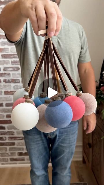 Greg Navage on Instagram: "Like + Comment “velvet” to receive the links and details directly to your DM!
Lumps are for chumps! Have the smoothest balls on the block this year with this easy DIY!

#christmas #christmasornaments #christmastree #christmascountdown #holidayspirit #diychristmas #diyhome #diycrafts #christmastime #christmasdecor #budgetfriendly" Xmas Pom Pom Ideas, Decorations With Ornament Balls, Velvet Christmas Decor Diy, Decorate Wooden Ornaments, Recycle Ornaments Diy, Christmas Art And Craft Ideas, Velvet Christmas Balls Diy, Christmas Ball Diy Decorating Ideas, Christmas Ball Crafts Ideas