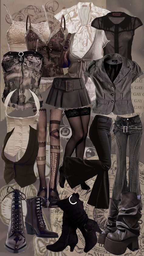 I forgot what this aesthetic is called, dark coquette? #clothes #darkaesthetic #darkcoquette Dark Coquette Casual Outfits, Dark Coquette Aesthetic Outfits, Grungequette Aesthetic, Dark Couqutte Outfits, Gothic Coquette Aesthetic, Vkei Outfits Female, Dark Coquette Fashion, Dark Vintage Outfits, Dark Qocuette