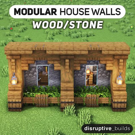 Here are some modular house walls I created! Use these to create a house as big or small as you want :) : r/Minecraftbuilds Minecraft Wall Designs, Minecraft Castle Blueprints, Minecraft Wall, Minecraft Banner Designs, Minecraft House Plans, House Wall Design, Bangunan Minecraft, Easy Minecraft Houses, Minecraft House Tutorials