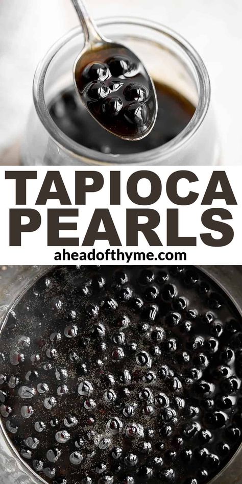 Tapioca Pearls (Boba) Black Tapioca Pearls Recipe, Brown Sugar Tapioca Pearls Recipe, How To Make Tapioca Pearls, Boba Recipes Tapioca Pearls, Boba Pearls Recipes, Diy Boba Pearls, Home Made Boba, How To Make Boba Pearls, Homemade Boba Pearls