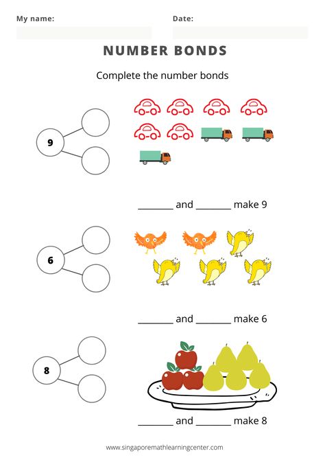 Singapore Math Learning Center - Sign Up For Our Newsletter to Receive Worksheets For Free Math Primary 1 Worksheet, Sr Kg Maths Worksheet, Singapore Math Kindergarten, Maths Patterns Worksheets Grade 1, Maths Worksheet For Class Nursery, Singapore Math 1st Grade, Math Addition Games, Math Learning Center, Number Bonds