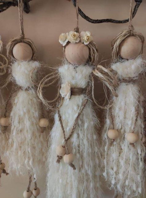 Angel Ornaments Diy, Christmas Angel Crafts, Yarn Dolls, Handmade Angels, Fairy Crafts, Doll Diy Crafts, Angel Crafts, Orange Garland, Christmas Ornament Pattern