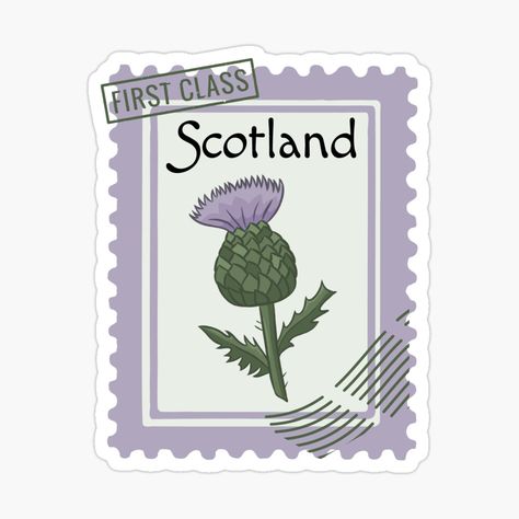 Scotland Symbols, Scotland Thistle, Thistles Art, Stamp Stickers, Shot Book, Postage Stamp Design, Thistle Flower, Stickers For Sale, Kawaii Stickers