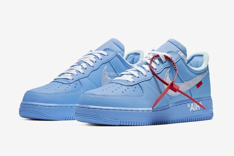 Zapatillas Nike Basketball, Nike Shoes Blue, Off White X Nike, White Air Force 1, White Air Forces, Dr Shoes, Baskets Nike, Air Force One, Sneaker Release