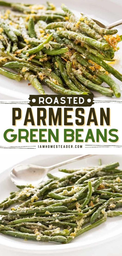 Philly Side Dishes, Roasted Garlic Parmesan Green Beans, Sunday Dinner Ideas Comfort Food, Parmesan Garlic Green Beans, French Green Bean Recipes, Roasted Parmesan Green Beans, Veg Salads, Oven Green Beans, Dinner Veggies