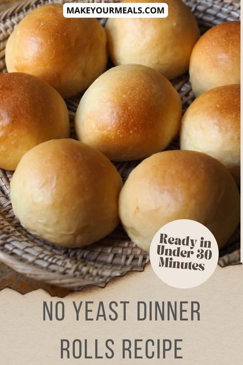 A batch of round no yeast dinner rolls ready to be eaten. From makeyourmeals.com. Quick Rolls Recipe, Dinner Rolls Recipe Easy, Yeast Dinner Rolls Recipe, Easy Homemade Rolls, Dinner Rolls Recipe Homemade, Yeast Dinner Rolls, Quick Dinner Rolls, Easy Yeast Rolls, Dinner Rolls Easy