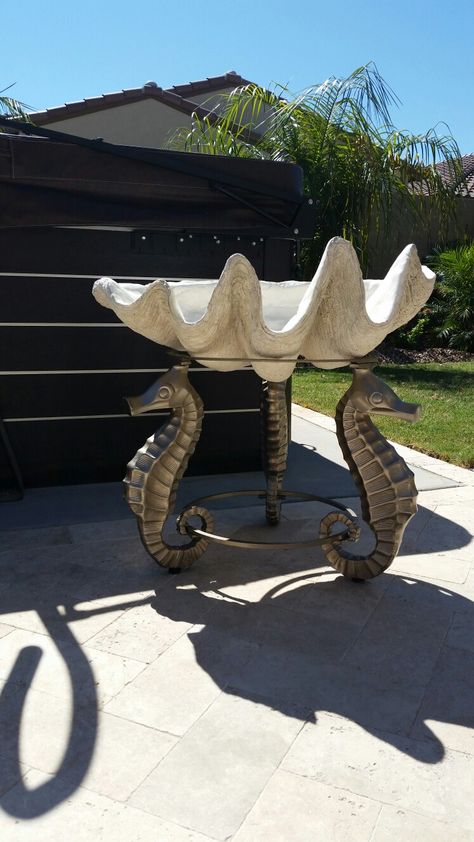 Large Clam Shell Decor, Alana Mermaid, Mermaid Throne, Clam Shell Decor, Giant Clam Shell, Diy Hot Tub, Giant Clam, Seashell Mirror, Ocean Resort