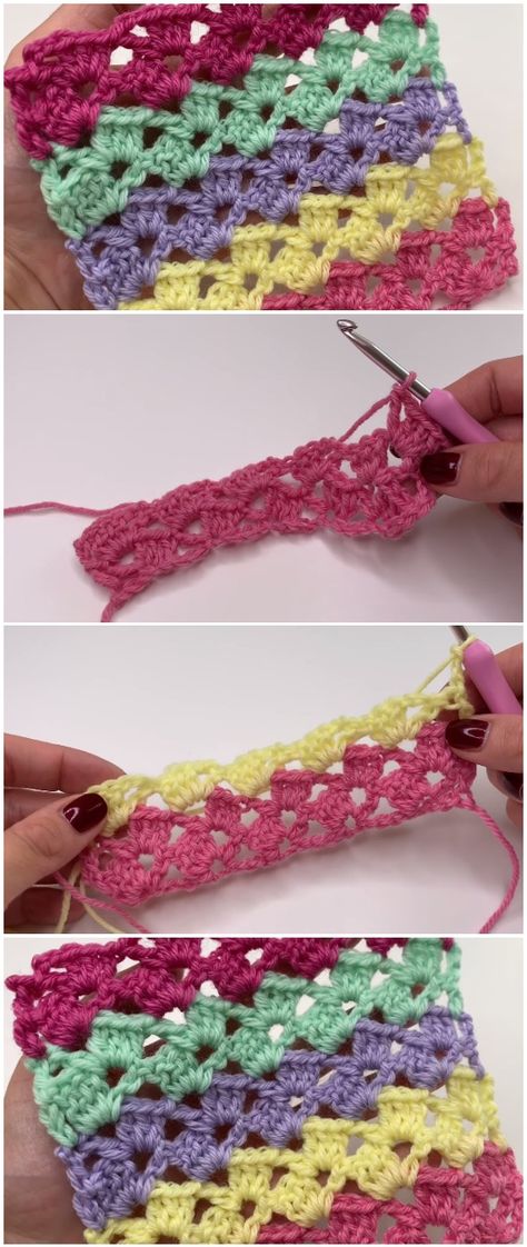 Learn To Crochet Drunken Granny Stitch - ilove-crochet Drunken Granny Stitch, Crochet Pins, Crochet Ripple Blanket, Granny Stitch, Crocheting Projects, Puff Stitch, Crochet Creations, Wool Crafts, Crochet Free