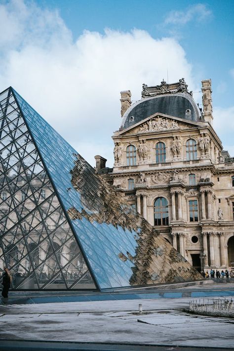 Photo of The Louvre Museum in Paris, France · Free Stock Photo Louvre Museum Photo, Louvre Museum Photography, The Lourve Museum, France Buildings, French Motivation, Architecture Motivation, Paris Scrapbook, Louvre Art, Museum Louvre