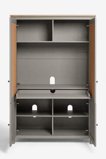 Cupboard Desk Ideas, Desk With Wall Storage, Office In A Cabinet, Murphy Office Ideas, Computer Desk Hidden, Hideable Desk, Alcove Workspace, Hideaway Desk Work Stations, Hidden Desk Cabinet