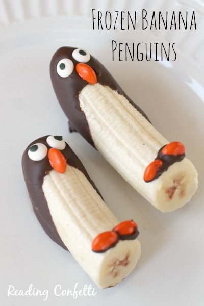 Penguin Snacks, Healthy Christmas Snacks, Brownie Vegan, Animal Snacks, Banana Snacks, Healthy Party Food, Dessert Recipes For Kids, Food Art For Kids, Dessert Aux Fruits