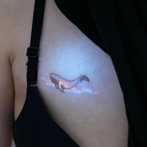 Best Glow In The Dark For Women 1 Whimsy Tattoo, Glowing Tattoos, Glow In The Dark Tattoo, Uv Ink Tattoos, Best Friends Tattoo, 24 Tattoo, Bubble Tattoo, Glow Tattoo, Black Light Tattoo