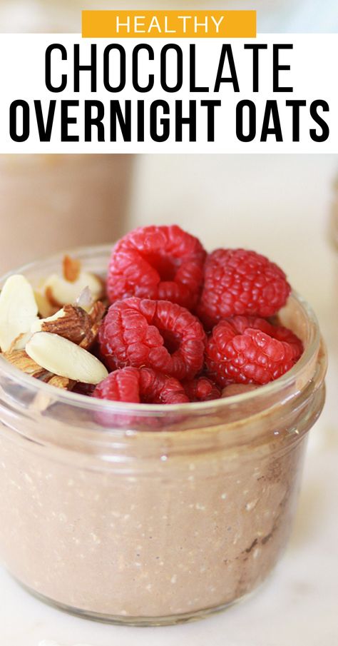 Satisfy your early morning sweet tooth with this healthy chocolate overnight oats recipe. With only 5 minutes of prep time, its easy to whip up a whole week's worth of healthy breakfast for your family! Full of protein and probiotics, this breakfast tastes like a chocolate mousse. I mean, what's not to love? Chocolate Overnight Oats Recipe, Healthy Cocoa, Healthy Make Ahead Breakfast, Chocolate Overnight Oats, Healthy Breakfast For Kids, Homemade Greek Yogurt, Healthy Homemade Snacks, Overnight Oats Healthy, Oats Recipe