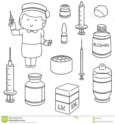 Illustration about Vector set of nurse and injection medicine hand drawn cartoon, doodle illustration. Illustration of acute, medicine, illness - 106881727 Injection Drawing, Medicine Drawing, Brush Pen Art, Cartoon Doodle, Stick Crafts, Popsicle Stick Crafts, Popsicle Stick, Doodle Illustration, Popsicle Sticks