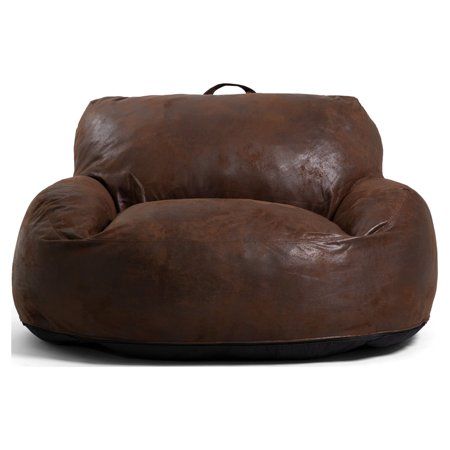 Create serene and cozy spaces. The Big Joe Serene Nestle Loveseat elevates your space while still providing comfort  for two! Filled with our patented never-goes-flat shredded foam and covered with our vegan leather, it will help create that chic design you are looking for. Pair it with other Big Joe Serene collection items to complete the full look. Color: Brown. Men's Apartment Decor, Man Cave Couch, Alexander Aesthetic, Brown Bean Bag, Cabin Room Decor, Brown Leather Bean Bag Chair, Pottery Barn Leather Bean Bag, Fluffy Bean Bag Chair Target, Big Joe Bean Bag Chair Black