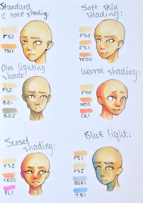 Skin Shading Reference, Watercolor Skin Tones, Shading Reference, Skin Shading, Face Shading, Reference Anime, Shadow Drawing, Copic Marker Art, Shading Techniques