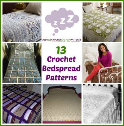 13 Crochet Bedspread Patterns | AllFreeCrochetAfghanPatterns.com Crochet Bedsheets, Beau Crochet, Crochet Afghan Patterns Free, Crochet Dollies, Crochet Bedspread Pattern, Crochet Blanket Afghan, Crochet Throw Blanket, Crochet Bedspread, Crochet Mittens