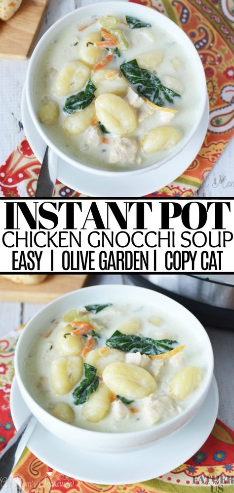 Instant Pot Olive Garden Chicken, Instant Pot Chicken Gnocchi, Instant Pot Chicken Gnocchi Soup, Olive Garden Chicken Gnocchi Soup Recipe, Instapot Soup Recipes, Chicken Celery, Chicken Gnocchi Soup Recipe, Olive Garden Chicken Gnocchi, Gnocchi Recipes Soup