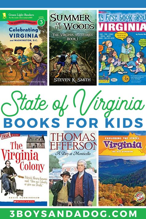 teach your children about the state of Virginia with these kid friendly books Homeschool Middle School, Unit Studies Homeschool, States And Capitals, Preschool Units, Homeschool Elementary, Books For Moms, Unit Studies, 3 Boys, Unit Study