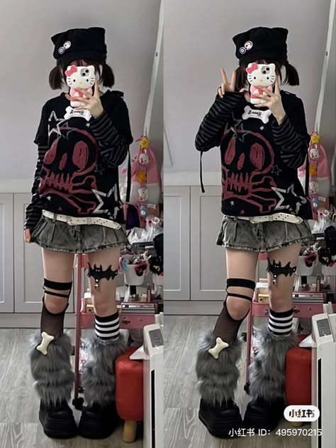 #fashion #pinkaesthetic #pinkandwhitefashion #cuteclothes #blackgirlfashion #furboots #legwarmers #miniskirtoutfit #babydolltop #punkfashion #alt #altfashion #darkfashion #punk #streetwearfashion #90sfashion #grunge #grungefashion #baddiey2k #preppy Harajuku Outfit Ideas, Dark Harajuku Fashion, Goth Kawaii Outfits, Harajuku Fashion Goth, Dark Kawaii Outfits, Harajuku Style Outfits, Xiaohongshu Outfits, Harajuku Fashion Aesthetic, Vintage Skincare