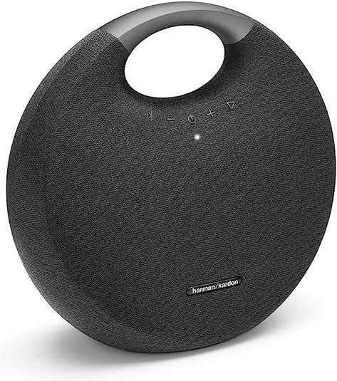 Brand: Harman Kardon Model Name: harman onyx studio 6 black Speaker Type: Portable Connectivity Technology : Bluetooth, Auxiliary Special Feature: Bass Boost, Waterproof 8 HOURS OF PLAYTIME: this Harman Kardon Onyx Studio 6 speaker features a rechargeable battery that supports up to 8 hours of playtime. IPX7 WATERPROOF: use this wireless portable speaker at any place within the home without worrying, like by the kitchen sink. Black Speaker, Portable Bluetooth Speakers, Harman Kardon, Wireless Speakers Bluetooth, Bluetooth Speakers Portable, Portable Speaker, Bluetooth Speakers, Sound System, Rechargeable Battery