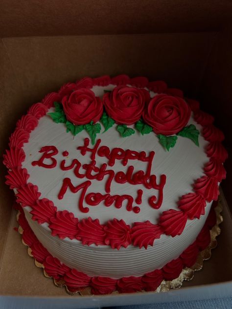 Red Cake, Rose Cake, Flower Cake, Cake, Cake Idea, Mom Birthday, Birthday Cake For Mom Mom Birthday Cake Ideas Mothers Simple, Happy Birthday Mom Cake Designs, Happy Birthday Cake For Mom, Cake Designs For Mothers Birthday, Happy Birthday Mom Cake Ideas, Mom Birthday Cake Ideas Mothers, Mom Birthday Cake Ideas, Birthday Cakes For Mom, Birthday Cake Ideas For Mom