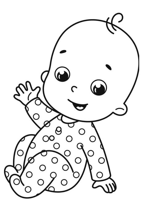 Baby Drawing Easy, Waving Hand, Funny Baby Boy, Family Coloring Pages, Baby Coloring Pages, Printable Coloring Pages For Kids, Illustration Art Kids, Baby Printables, Stitching Cards