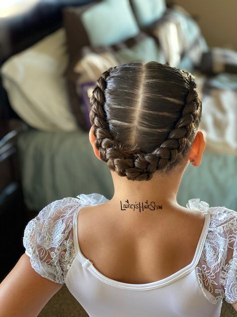 Dance Hairstyles Competition Acro, Acro Dance Hairstyles, Dance Competition Hairstyles Lyrical, Hair Ideas For Dance Competition, Braided Hairstyles For Dance Competitions, Cute Dance Competition Hair Styles, Dance Show Hairstyles, Dance Hairstyles Competition Lyrical, Ballerina Hairstyles Kids