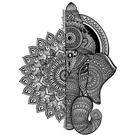 Ganpati drawing Its Too Much, Krishna Names, Acts Of Love, Ganesh Ji, Indian Folk Art, God Illustrations, Mandala Art, Gods Love, Too Much