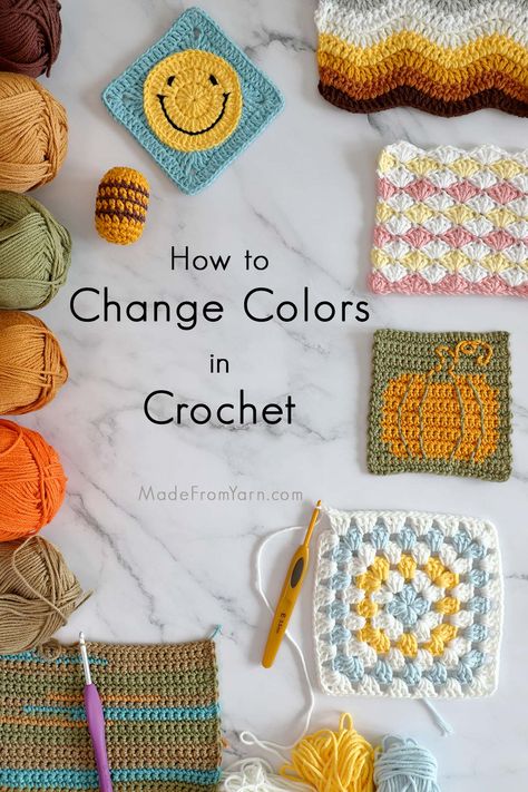 Change Colors In Crochet, Knitting Basics, Sock Knitting Patterns, Crochet Stitches For Beginners, Crochet Bookmarks, Yarn Tail, Single Crochet Stitch, Basic Crochet Stitches, Crochet Round