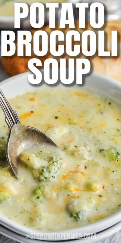 Try making this cheesy potato broccoli soup in the Crockpot or Instant Pot. For a quick and easy hot bowl of soup, nothing beats potato broccoli with cheddar cheese! #spendwithpennies #potatobroccolisoup #soup #recipe #cheesy #stovetop #instantpot #crockpot #creamy #easy Potato Broccoli Soup, Soup In The Crockpot, Broccoli Potato Soup, Potato Broccoli, Broccoli And Potatoes, Broccoli Soup Recipes, Cheesy Potato, Chili Recipe Easy, Broccoli Soup