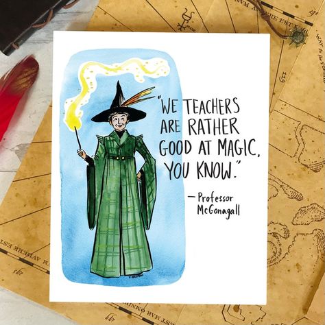 Harry Potter Teachers, Teacher Tattoos, Professor Mcgonagall, Harry Potter Professors, Classe Harry Potter, Harry Potter Classroom, Social Studies Teacher, Harry Potter Gifts, Original Watercolor Art