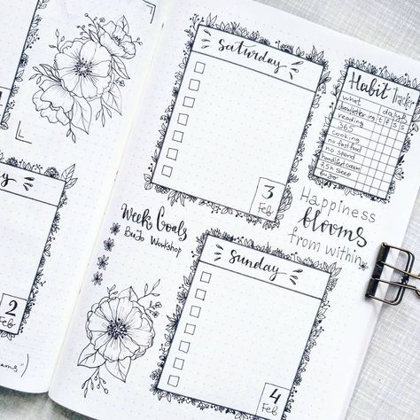 Floral Bullet Journal, Bullet Journal Boxes, Monthly List, How To Bullet Journal, Bullet Journal Spreads, Bullet Journal Paper, Bullet Journal Hacks, Bullet Planner, Bullet Journal Weekly Spread